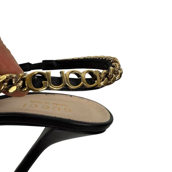 Gucci Signoria Leather Slingback Pointed Toe Pumps Shoes Black Size 37 - Picture 12 of 12